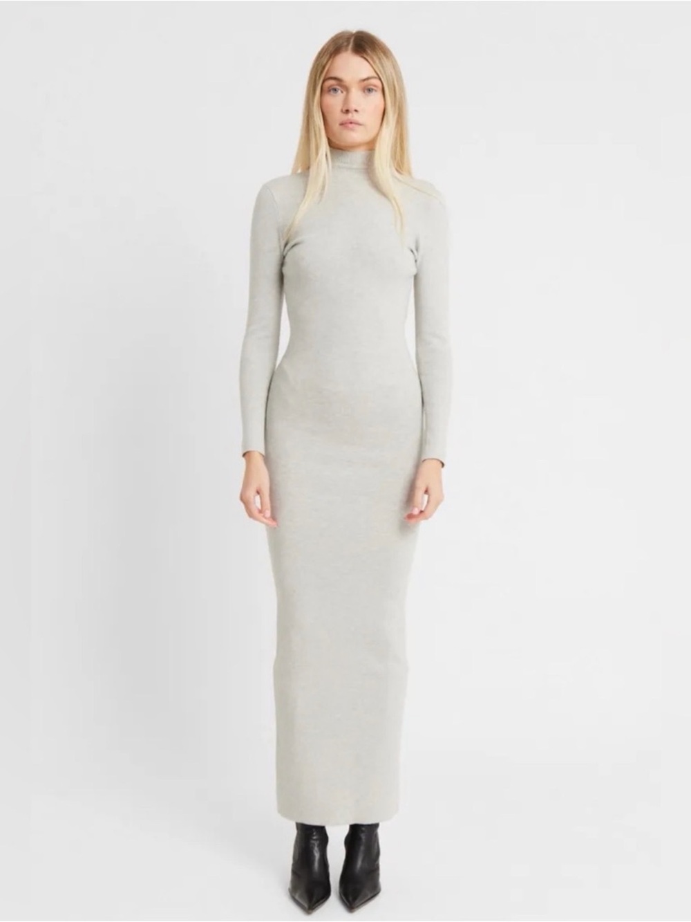 Because Of Alice Grey Marl Fine Knit Maxi Dress Size Medium